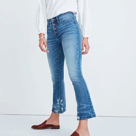 Madewell Cali Demi-Boot Jeans in Bess Wash: Button-Front Edition Size 26 - Picture 1 of 13